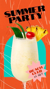 Summer party Instagram story template,  promotion ad psd