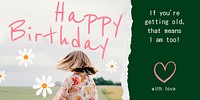 Spring birthday Twitter post template, floral greeting card psd