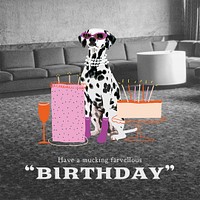 Dog birthday Instagram post template, cute pet photo psd