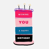 Birthday cake Instagram post template, cute doodle psd