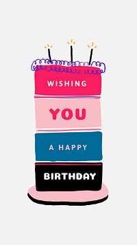 Birthday cake Instagram story template, cute doodle psd