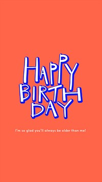 Birthday greeting Instagram story template, colorful typography psd