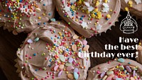 Birthday cupcakes blog banner template, food photo psd