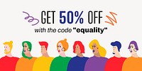 LGBTQ sale Twitter post template, Pride Month shopping campaign psd