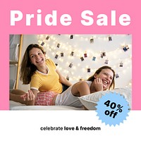 Pride sale Instagram post template, shopping ad campaign psd