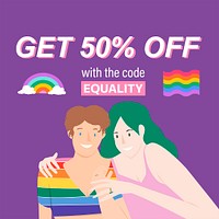 LGBTQ sale Instagram post template, shopping ad campaign psd