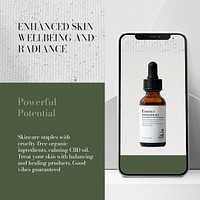 Vegan skincare Instagram post template, olive green design psd