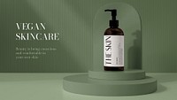 Vegan skincare YouTube thumbnail template, olive green design psd