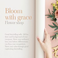 Flower shop Instagram post template, small business psd