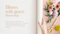 Flower shop YouTube thumbnail template, small business psd