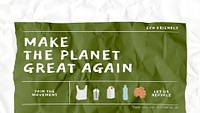 Crumpled paper PowerPoint editable template, environment campaign psd