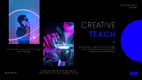 Creative teach Facebook ad template, neon design psd