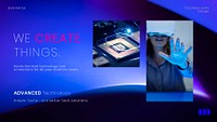 Smart technology blog banner template, neon design psd