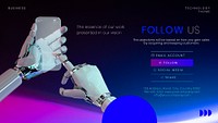 Follow us blog banner template, tech business branding psd