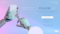 Follow us presentation editable template, robot hand photo psd