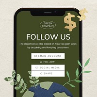 Follow us Instagram post template, green business psd