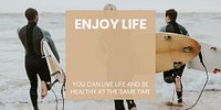 Surfer lifestyle Twitter post template, editable text psd