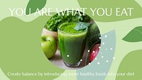 Healthy food Youtube thumbnail template, editable text psd