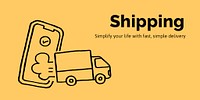 Shipping service Twitter post template, cute doodle psd