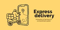 Express delivery Twitter post template, cute doodle psd