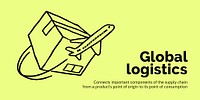 Global logistics Twitter post template, cute doodle psd