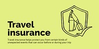 Travel insurance Twitter post template, cute doodle psd