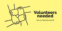 Volunteer recruitment Twitter post template, cute doodle psd