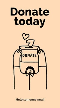 Donation Instagram story template, cute doodle psd