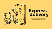 Express delivery PowerPoint  template, cute doodle psd