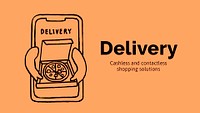 Food delivery presentation  template, cute doodle psd