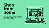 Online plant shop presentation template, cute doodle psd