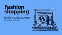 Online fashion shopping presentation template, cute doodle psd