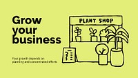 Plant shop Google Slide template, cute doodle psd