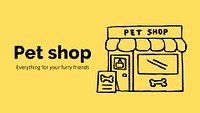 Pet shop Google Slide template, cute doodle psd