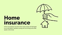 Home insurance presentation template, cute doodle psd