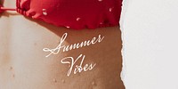 Summer vibes Twitter post template, bikini woman closeup photo psd