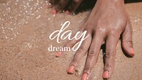 Beach sand banner template, Summer aesthetic photo psd