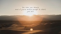 Dessert sunset banner template, motivational quote psd