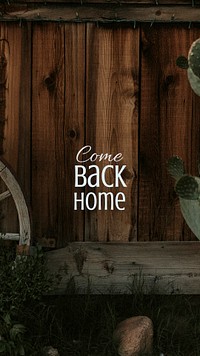 Cactus aesthetic Instagram story template, come back home quote psd