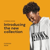 Men's apparel Instagram post template, yellow design psd