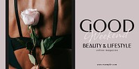 Rose aesthetic Twitter post template, feminine, beauty design psd