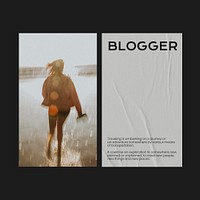 Summer aesthetic Instagram post template, glued paper texture psd