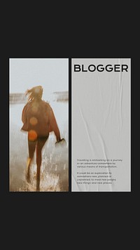 Summer aesthetic Instagram story template, glued paper texture psd