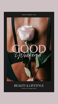 Rose aesthetic Instagram story template, feminine, beauty design psd