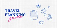 Travel planning  Twitter post template, cute doodle design psd