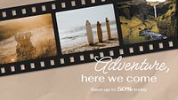 Adventure film PowerPoint presentation template, travel design  psd