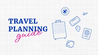 Travel planning PowerPoint presentation template, cute doodle design psd