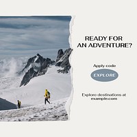 Winter travel  Facebook post template,  editable design  psd