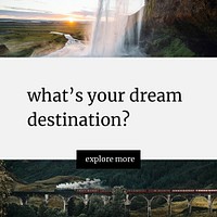 Explore destinations Facebook post template,  travel design psd