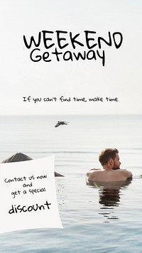 Weekend getaway Instagram story template,  travel editable design psd